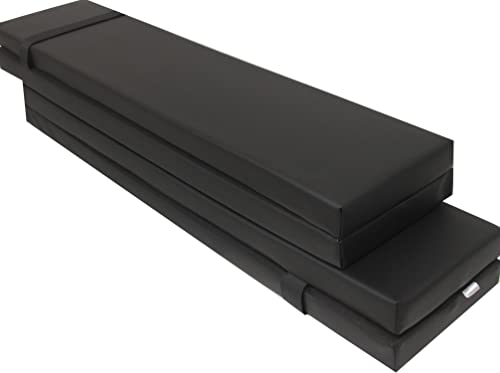 kissenfabrik-juwan Bierbankauflage Bankauflage Festzeltgarnitur Kunstleder 220 x 25 x 5 cm klappbar, für Innen und Außen im 2er-Set (schwarz)