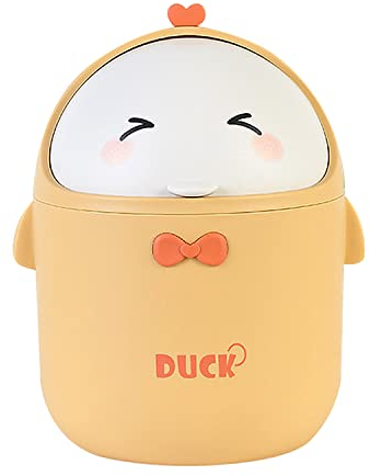 SYULCR Mini mülleimer mit Deckel, Süße Cartoon Tisch Mülleimer, Mini Tischmülleimer mit Deckel, Papierkorb mit Deckel, Mülleimer Badezimmer, für Zuhause Büro Wohnzimmer (Gelb)
