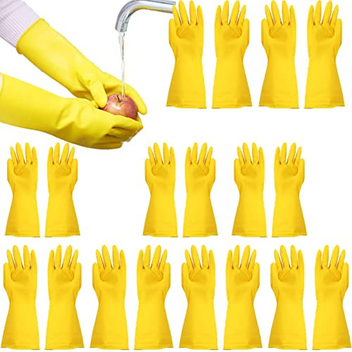 BAMFY 10 Pares Guantes Limpieza Antideslizante Y Cómodo Reutilizable Guantes Fregar, Durable Guantes Domésticos for Lavandería, Jardinería (Color : Amarillo, Size : S)