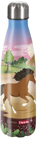 Step by Step Isolierte Edelstahltrinkflasche „Wild Horse Ronja braun, Pferd, auslaufsicher mit Schraubverschluss, 100% recycelbar, für Schule und Freizeit, 0,5 Liter