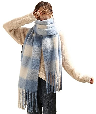ERFMFKL Sciarpa invernale da donna in lana calda coperta lunga nappe sciarpe scialle avvolge spesso plaid Foulard