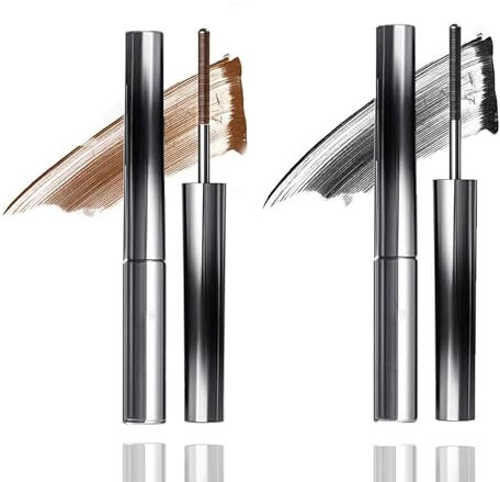 Iron Strong Mascara, 3D Curling Eyelash Iron Mascara, Non-Clumping, Smudge Proof, Long Lasting (Black+Brown)
