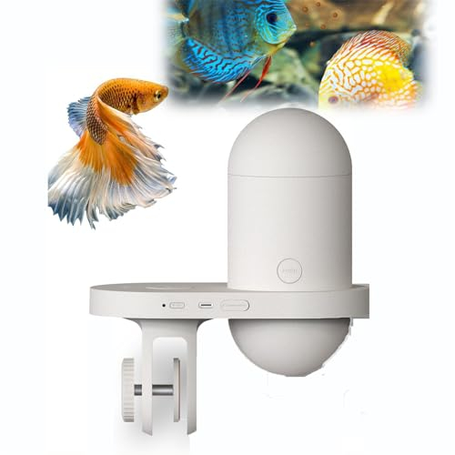 Automatischer Fischfutterautomat, visueller Fischfutterspender mit APP und 2K-HD-Kamera, intelligenter USB-Aquariumspender für Aquarium, Fischschildkrötenbecken, Urlaub, Feiertage,Wochenende