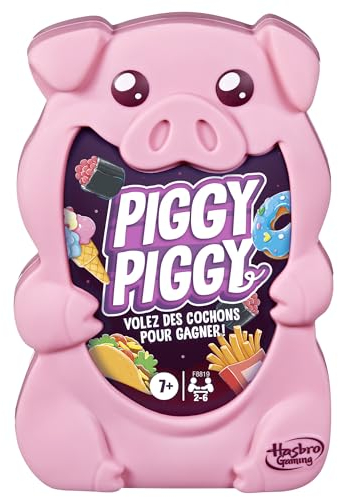 Hasbro Gaming Piggy Piggy, Jeu de Cartes Familial pour Enfants dès 7 Ans et Adultes, pour Les Fans de Jeux de Stratégie, Jeux de Voyage, Version Française, Parfait pour l'Été
