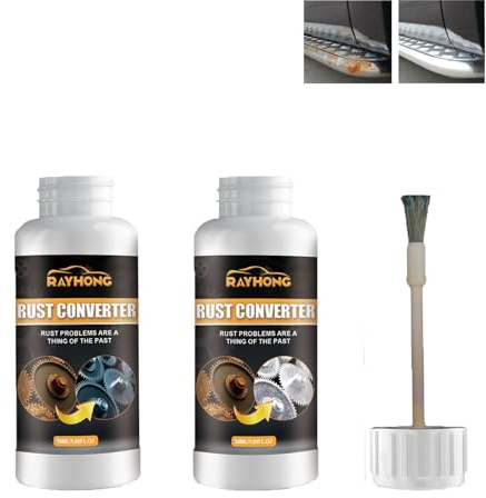 2 convertitori di ruggine e primer | Convertitore di ruggine 2 in 1 con pennello | Primer antiruggine per auto | Convertitore di ruggine altamente efficace | Vernice antiruggine | Rimozione ruggine –