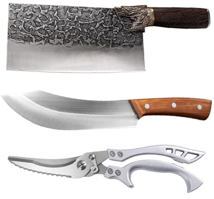 Ensemble de couteaux de cuisine en acier inoxydable, couteau à désosser, couteau de pêche fait à la main, couperet à viande, coupe-cuisson en plein air, couteau de boucher