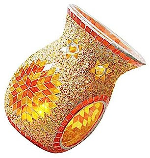 osiuujkw Bruciatore di Cera aromatica Bruciatore di Olio di Vetro Luminoso Aromaterapia Scaldacera Leggero Diffusore di Profumo Supporto per Fusione per Arredamento, Arancia