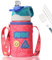 FEIJIAN Borraccia Bambini acciaio inox con cannuccia + Zaino, Senza BPA- Thermos 350ml, senza Perdite Bottiglia Termica - Caldo/Freddo, Bottiglia Acqua riutilizzabile - per campeggio, scuola, asilo