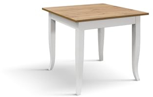KONTE.DESIGN Tavolo RIMINI in legno finitura rovere rustico e struttura in legno bianco 80x80 cm