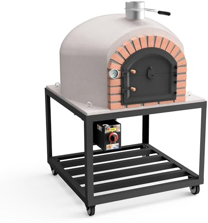 MOVELAR - Horno de Leña Exterior de Obra GRAN CANÁRIA (Blanco - 120 x 120 x 170 cm) - Horno de obra aislado con corcho y 3 mantas cerámicas para cocina exterior con leña - REF: M00051