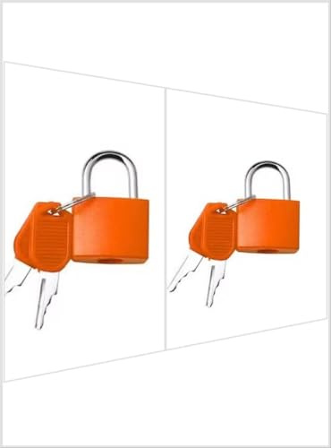 Lot de 2 cadenas pour valise, petits bagages avec clés - Cadenas de voyage en métal pour sac à dos, casier de gym, sac d'ordinateur portable, multicolore (orange)