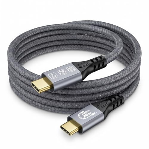 MOPOCHG Câble USB C vers USB C 240W 2M, Câble USB 3.2 Gen2 × 2 Cable 20Gbps, PD 3.1 Câble USB-C Charge Rapide, Transmission Vidéo 4K @ 60Hz pour Téléphones Mobiles, Moniteurs, Dispositifs USB C