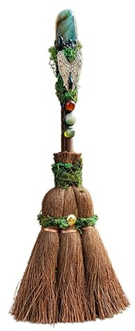 Escoba de brujas de Halloween, decoración de escoba de Halloween | Escoba pequeña de natural Escoba de altar Wiccan | Escoba compacta para altar de brujas, decoración ritual Wiccan para el hogar, para