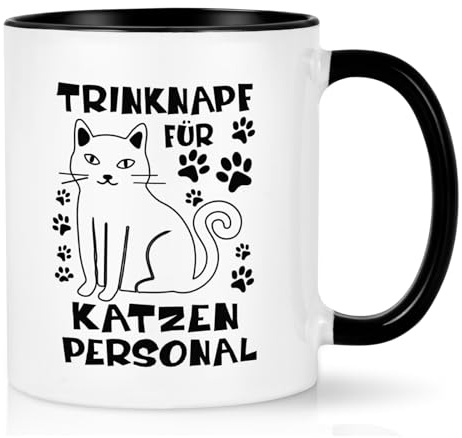 Joyamking Kaffeetasse Geschenke für Katzenliebhaber Trinknapf für Katzenpersonal Katzen Geschenke für Frauen Katzen Geschenkidee, 320ML Schwarz