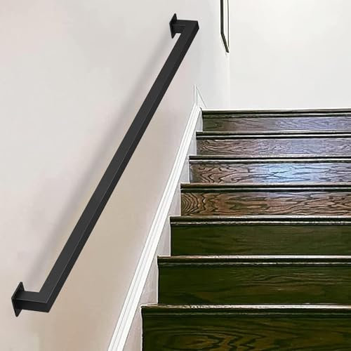 Schwarzer Metall-Handlauf für Treppengeländer, Wandmontage, Treppengeländer für Innen- und Außenbereich, 1 m bis 3 m, Haltegriff 420 cm
