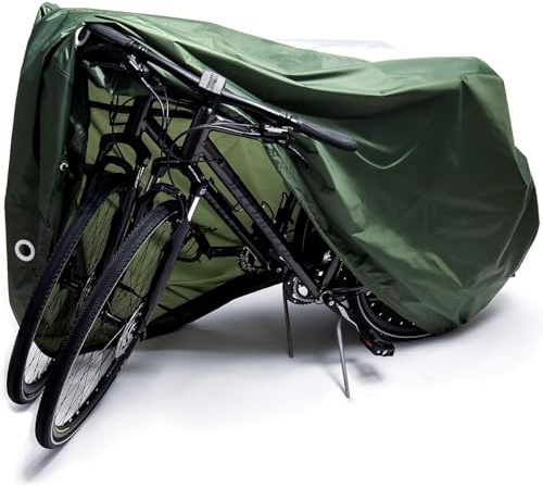 Ceciliec Bike Cover – Heavy-Duty, Weatherproof Protection for Bikes & Trikes – UV Protected with Waterproof Seams Includes Carry Bag (XXL-Green)