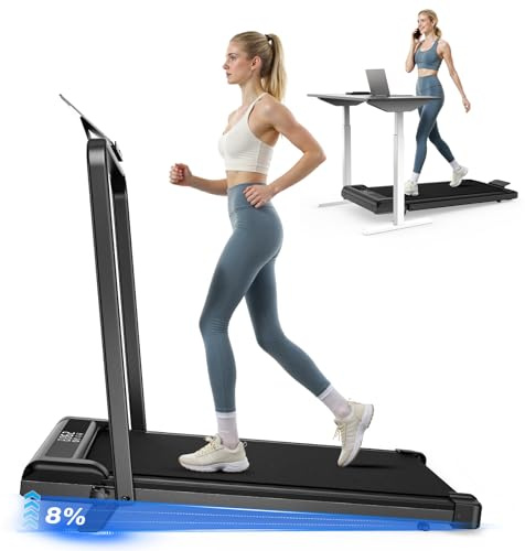 HomeFitnessCode Laufband Walking Pad Klappbar mit Neigung für Zuhause | Laufpad mit Steigung Treadmill 8KM 10KM Walkpad 130KG Gehband unter Schreibtisch Elektrisch Walking Band Laufbänder