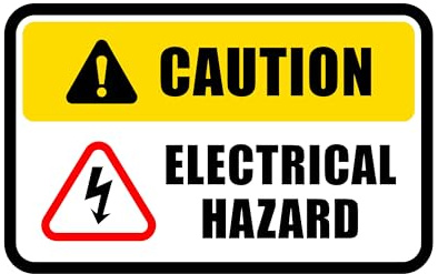 Caution Electrical Hazard Warning Stickers x10 – Peel and Stick 100mm x 66mm Laminated Safety Labels for Electrical Equipment, Outlets, and Circuits