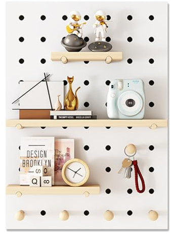 SCBTGKLN Lochwand, Pegboard, Lochwand Werkstatt, Lochwand Zubehör, Stecktafel, Quadratischer Stecktafel-Wandorganisator aus Holz, for das Heimbüro(White,60x80cm/24x32in)
