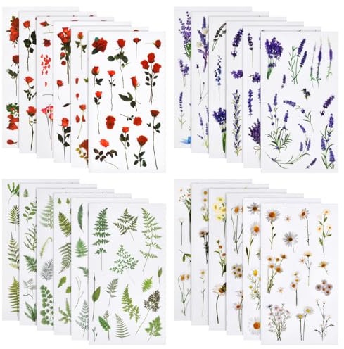 24 Fogli Primavera Adesivi Floreali, Adesivi Scrapbooking Sticker, Adesivi Vintage, Stickers Scrapbooking, Piante Adesivi, Scrapbooking Adesivi, per Album di Ritagli, Quaderni e Lavori Artigianali (B)