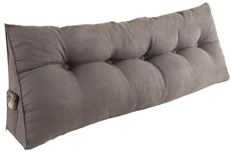 Großes dreieckiges Kopfteil-Keilkissen für Rückenlehne, Grau, 150 x 20 x 45 cm, abnehmbarer Bezug, ideal für Tagesbett und Etagenbett, Lesekissen