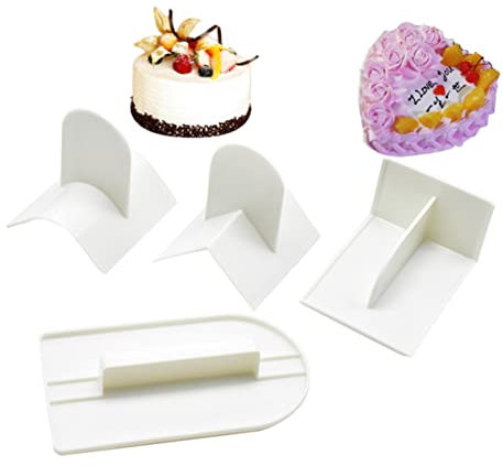 COLLBATH 4pcs Cake Scraper Smoother Fondant Scraper White t u v Shape Set Baking Decorating Tools for Pastry Cream Surface Finishing