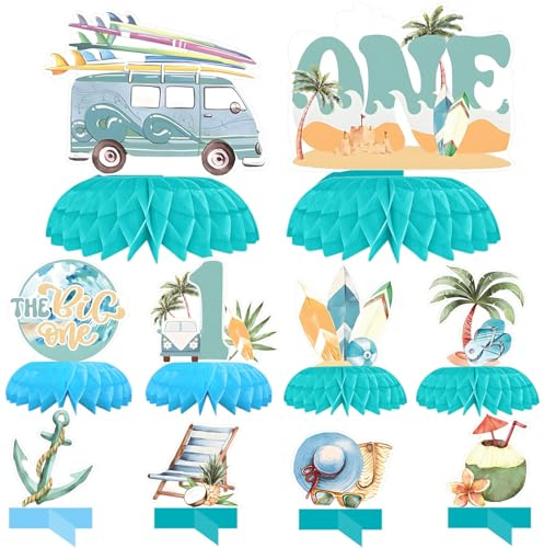 Hawaii partydekoration, 10 stycken Luau bikupa mittdelar dekoration, pappershaven, kokosnötsträd stranddekoration, sommarfest skrivbord ornament, för födelsedag, strandsemester, bröllopsprydnader etc