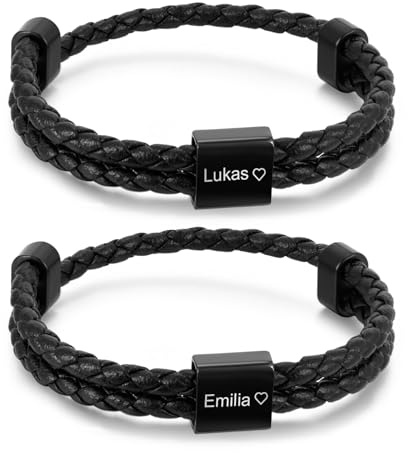 XUANPAI Partner Armbänder mit Gravur Personalisierte Geschenke – Jahrestag Geschenk für Sie Ihn Partnerarmbänder mit Namen Buchstabe Verstellbarer Personalisiert Armbänder für Paare Geburtstag