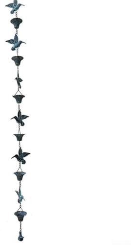 ZWEquipint Cadena de lluvia de metal de 2,6 m, extensión de bajante de agua, cadena de jardín, para canalón de techo, decoración de aleros de patio al aire libre (azul)