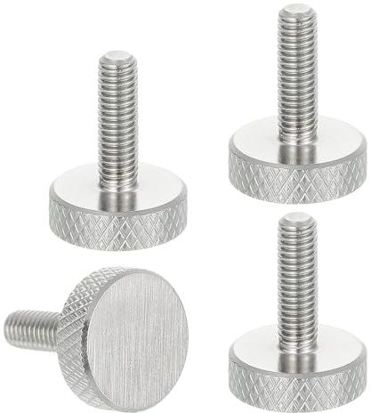 sourcing map Viti a testa piatta M5 x 16 mm, viti a testa piatta in acciaio inossidabile 304, bulloni a testa zigrinata con diamante metrico manopole per stringere a mano, diametro 16 mm. 4 pezzi