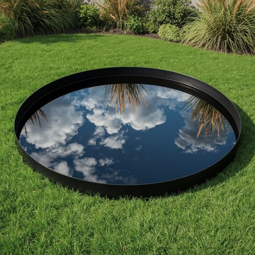 Findway Gardens Warter Feature/Water Mirror - Round Bowl Galvanised Steel Matte Black 100cm
