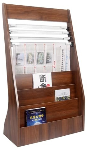 Lizhuzhuzs28 Büro Kreativer Zeitschriftenhalter, Broschürenständer, Holzzeitungsständer, bodenstehender Zeitungsständer, vertikale Zeitungsständer Literatur