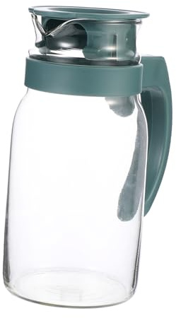 TOBBOMEY Bottiglia d Acqua in Vetro Verde Resistente al Calore Contenitore Ermetico per Uso Domestico con Beccuccio Anti-goccia e Ampia Apertura per Tè e Acqua