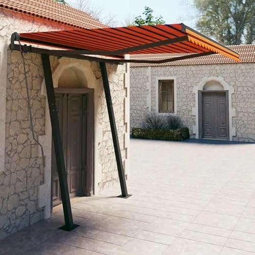 Automatische Markise mit Pfosten 3,5x2,5 m - Pulverbeschichtetes Aluminium & 100% Polyester Stoff - Perfekt für Terrasse, Balkon und Garten - Wetterbeständig & Einfach zu Bedienen
