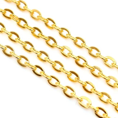 5 Meter 3 x 2 mm, 4, Farben, plattiert, handgefertigt, ungeschweißte Eisenkabelketten, Halskette, DIY-Schmuckherstellung, Zubehör(Gold,4x3mm)