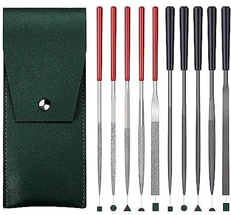 Stineng 5 Limas de Aguja de Diamante Mini y 5 Limas de Acero PequeñAs para Trabajos de Lijado de Alta PrecisióN en Metal, Madera, Tallado de PláStico
