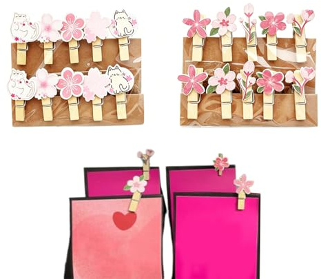 20 Pinces à Linge en Bois, Mini Pinces Déco, Pince à Fleurs en Bois, pour Mariage, Noël St Valentin, Travaux Manuels, Photo Clip, Décoration de la Maison