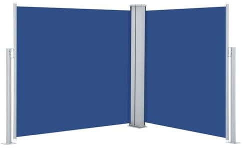 QJBSAVVA Auvent Latéral Rétractable Bleu 100 x 600 cm, Brise-Vue de Jardin Double Face en Polyester et Acier, Paravent Extérieur Enroulable pour Terrasse, Balcon et Aménagement d'Espace
