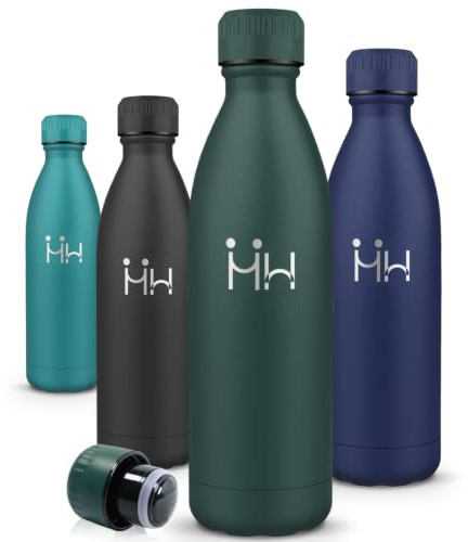 Motswedi Botella Termica 1 litro, Acero Inoxidable, Cantimplora Termica, a Prueba de Fugas, Botella Termo, Cerradura Segura, Cantimplora, Termo Agua para Deporte, Oficina - Verde oliva