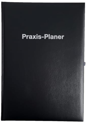 2027 ADINA Praxisplaner A4 schwarz 1 Tag auf 1 Seite Eckperforation Stiftschlaufe Leseband