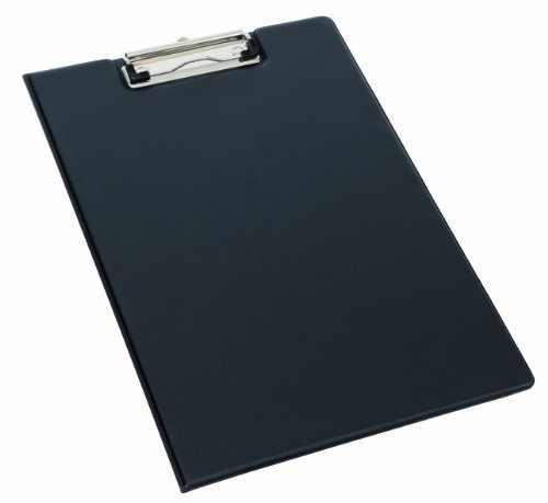 Alba - Porte Bloc Rigide à Rabat - A4 - PVC et Pince Métal - Prise de Notes - Porte-Bloc Pochette Intérieure - Noir - CLAPIN