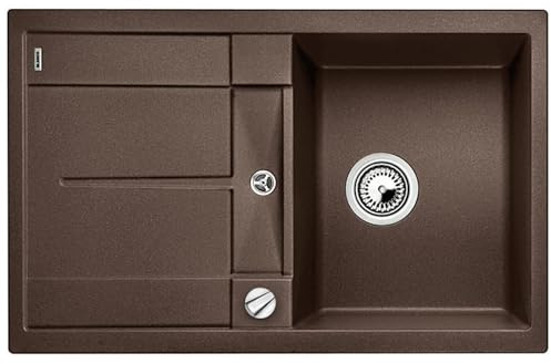 BLANCO METRA 45 S – Fregadero Rectangular de Granito para Armarios Bajos de 45 cm de Ancho – Con Escurridor Integrado – Acabado SILGRANIT – Marrón – 515038