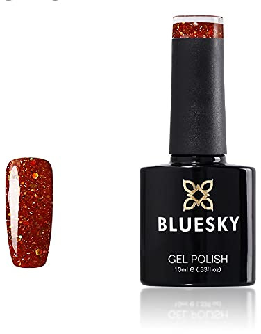 Bluesky Gel Nail Polish, Zesty Performer Blz18, Dark Red Glitter, Long Lasting, Chip Resistant, 10 ml (Requires Curing Under UV LED Lamp)