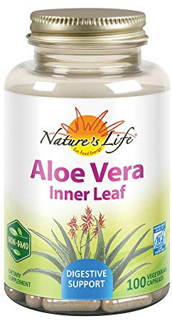 Nature's Life Aloe Vera Inner Leaf | Skin Health, Digestive Support & Regularity Formula | with Fennel | Non-GMO & Vegan | No Fillers | 100 Veg Caps