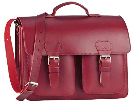 Ruitertassen Kleine Aktentasche 38cm Damen Leder Schultasche rot Lehrertasche 2 Fächer