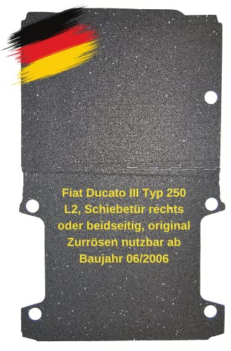 2-teilige aruma® Antirutschmatte Laderaummatte maßgeschneidert für P Ducato III Typ 250 L2, Schiebetür rechts oder beidseitig, original Zurrösen nutzbar ab Baujahr 06/2006 | Rutschfeste Unterlage | Schützt vor Verschmutzung