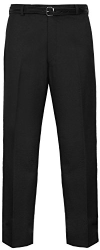 Stylo Online Mens Trousers Formal Casual Business Office Work Home Smart Dress Straight Leg Flat Front Everpress Pockets Pants Plus Big King Sizes (Black, 40W x 31L)