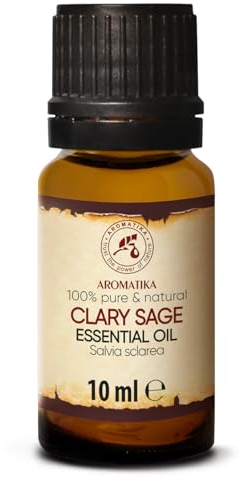 Clary Sage Essential Oils 10ml - Glasflaska - Salvia Sclarea för Skönhet Aromaterapi - Aroma Diffuser - Rumsdoft
