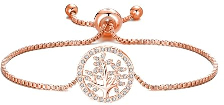 Philip Jones Bracelet Arbre de Vie Plaqué Or Rose Créé avec des Cristaux Zircondia®