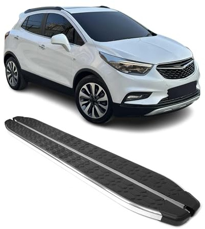 Estribos Laterales Faldones para Opel Mokka 2012-2020 Acero INOX Negro Plata